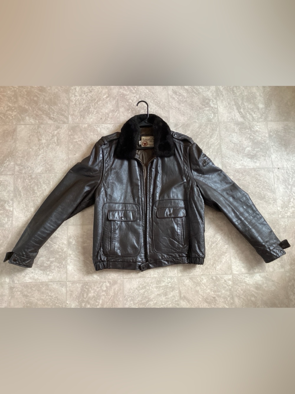 Vintage SEARS The Leather Shop Brown BOMBER Jacket 42 Tall  brown  VTG USA